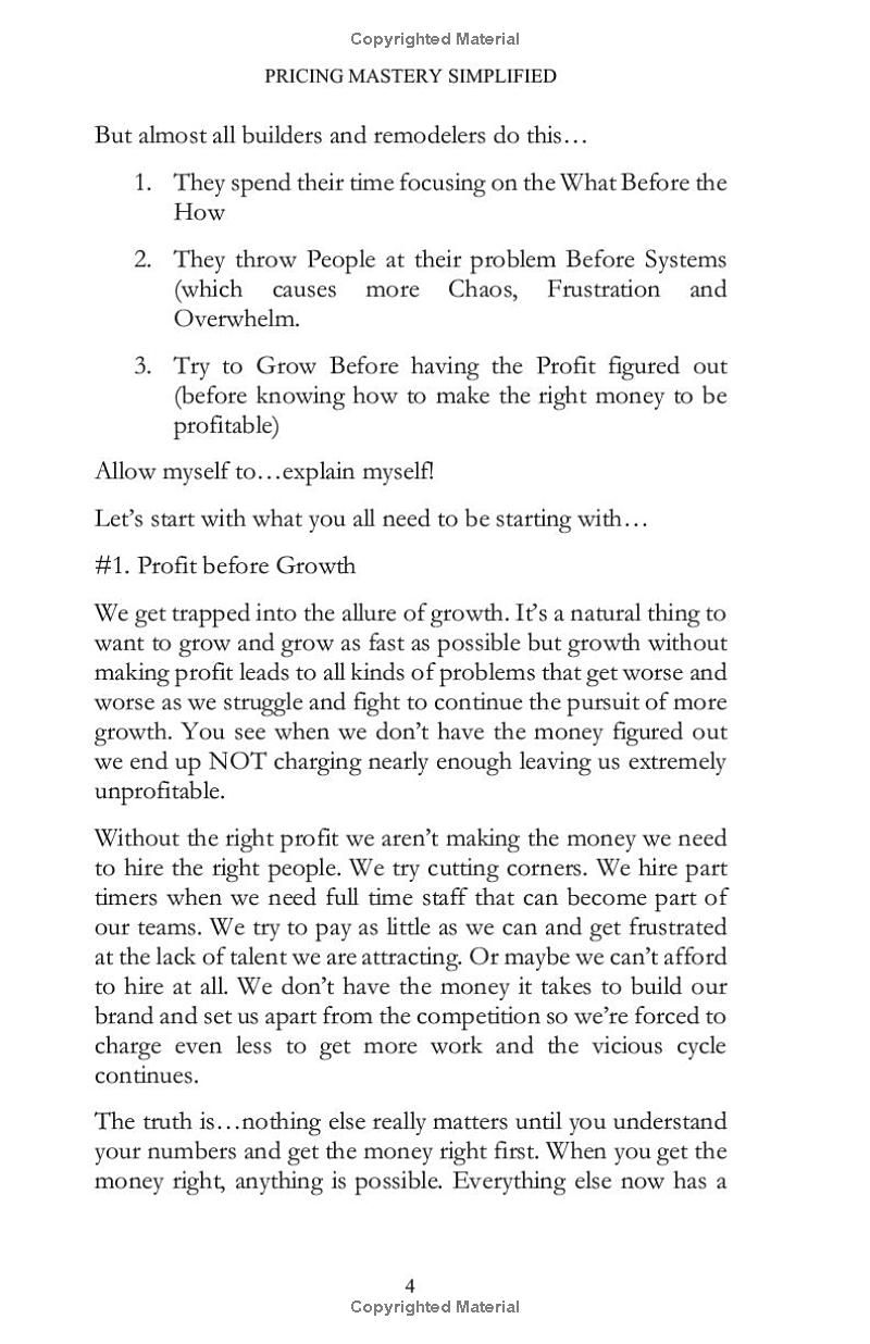 Pricing Mastery Simplified For Builders & Remodelers: 5 Things You Must Know, 7 Mistakes to Avoid and the Only 4 Ways to Increase Net Profit
