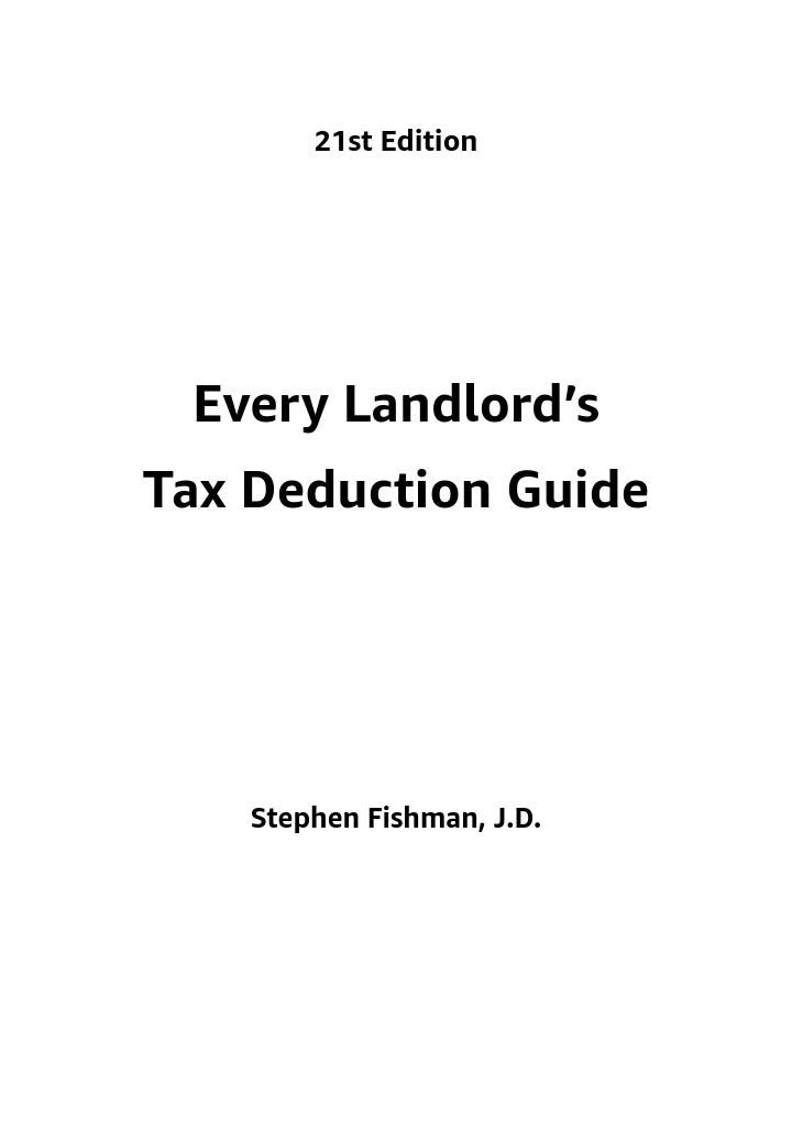 Every Landlords Tax Deduction Guide