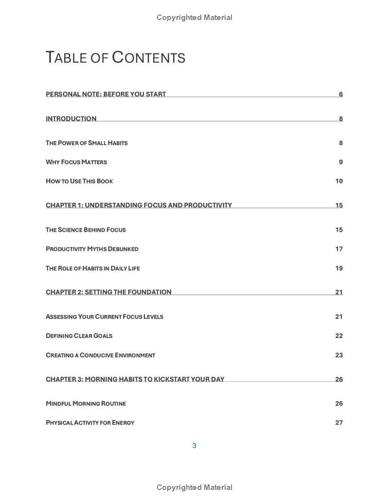 10-MINUTE HABITS FOR DAILY FOCUS: Simple, Time-Saving Techniques to Improve Focus, Boost Productivity, and Create Lasting Positive Habits in Just 10 Minutes a Day