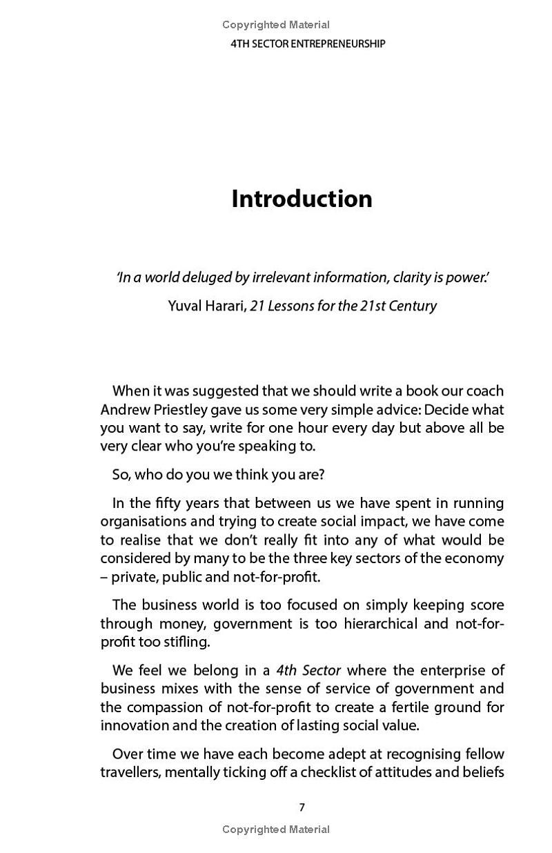 4th Sector Entrepreneurship: How to lead and grow a sustainable high-impact social enterprise that consistently delivers value.