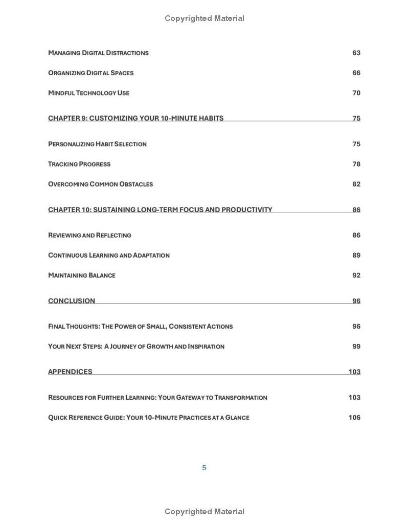 10-MINUTE HABITS FOR DAILY FOCUS: Simple, Time-Saving Techniques to Improve Focus, Boost Productivity, and Create Lasting Positive Habits in Just 10 Minutes a Day