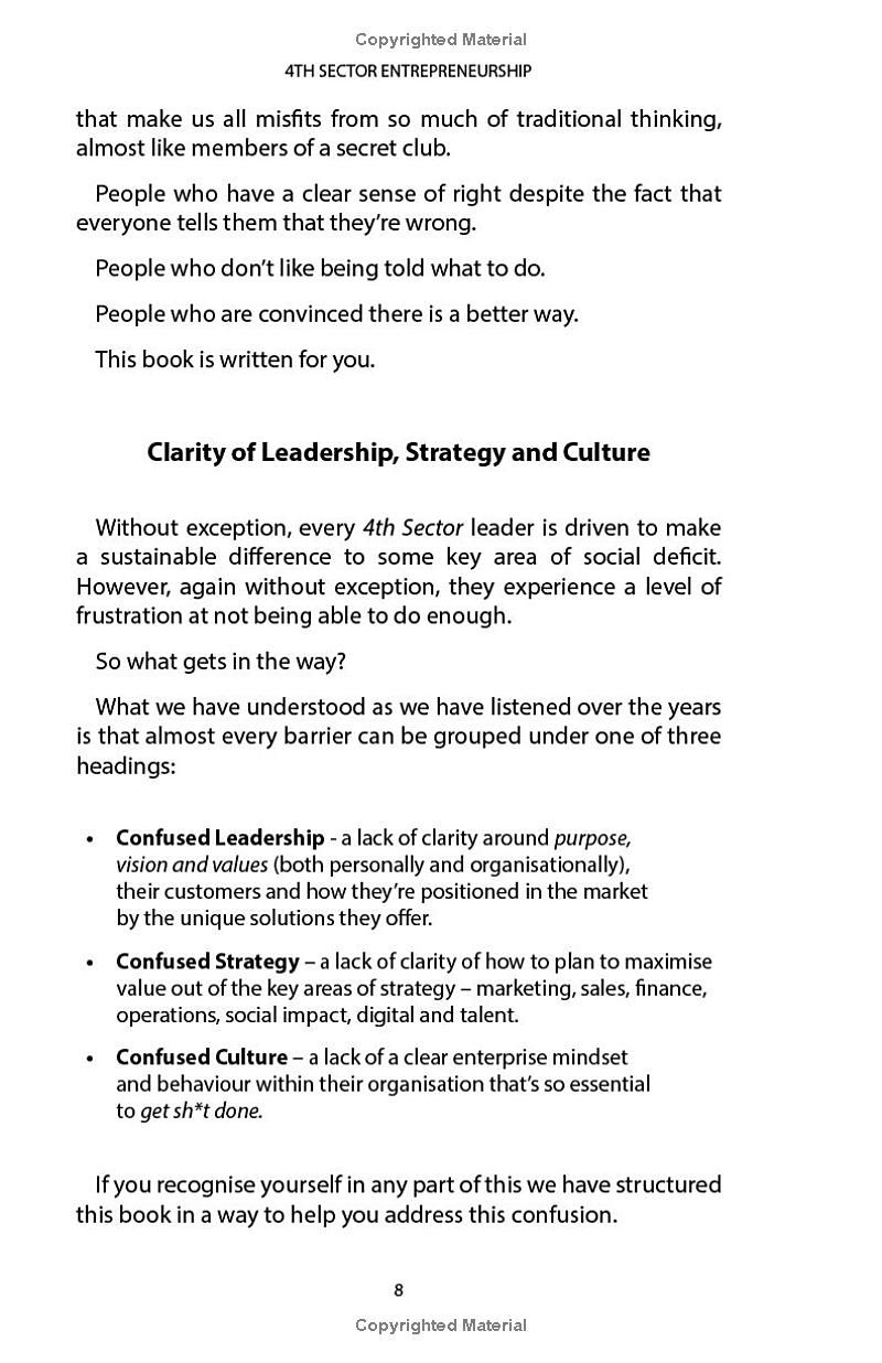 4th Sector Entrepreneurship: How to lead and grow a sustainable high-impact social enterprise that consistently delivers value.