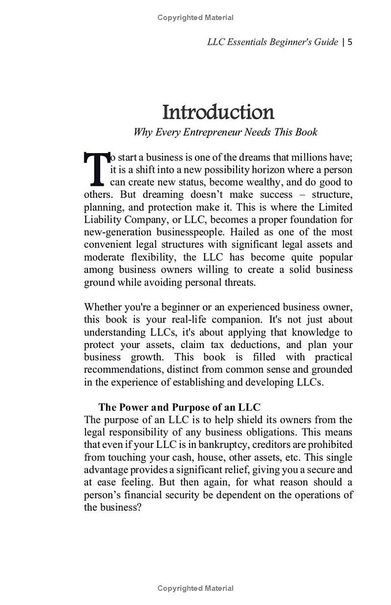 LLC Essentials Beginners Guide: Master the Art of Business Formation, Tax Benefits, and Personal Asset Protection Through a Limited Liability Company