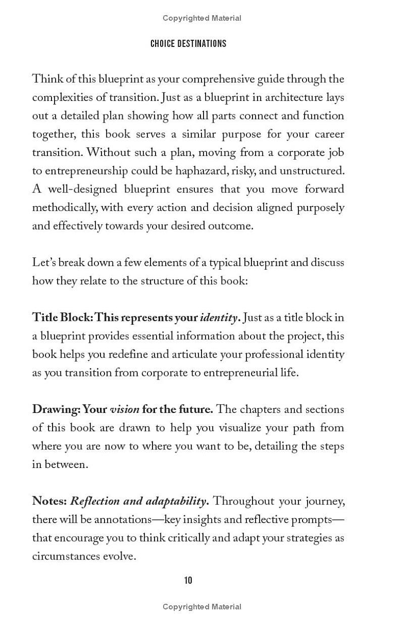 Choice Destinations: The Blueprint Shifting Leading Managers and Top Executives from Corporate Surviving to Entrepreneurial Thriving