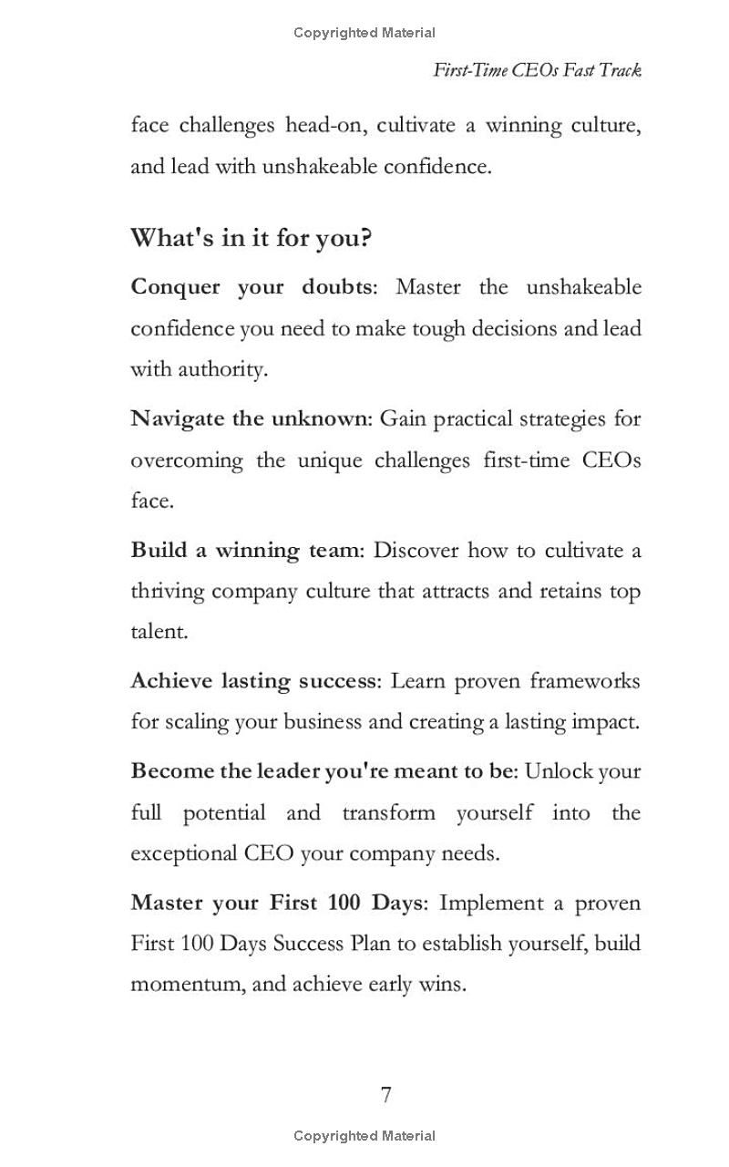 First Time CEOs Fast Track: Proven Leadership Strategies to Overcome Challenges and Master Unshakeable Confidence