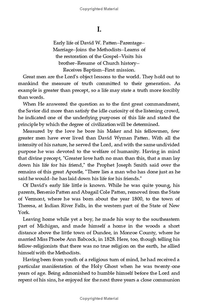 Life of David W. Patten the First Apostolic Martyr