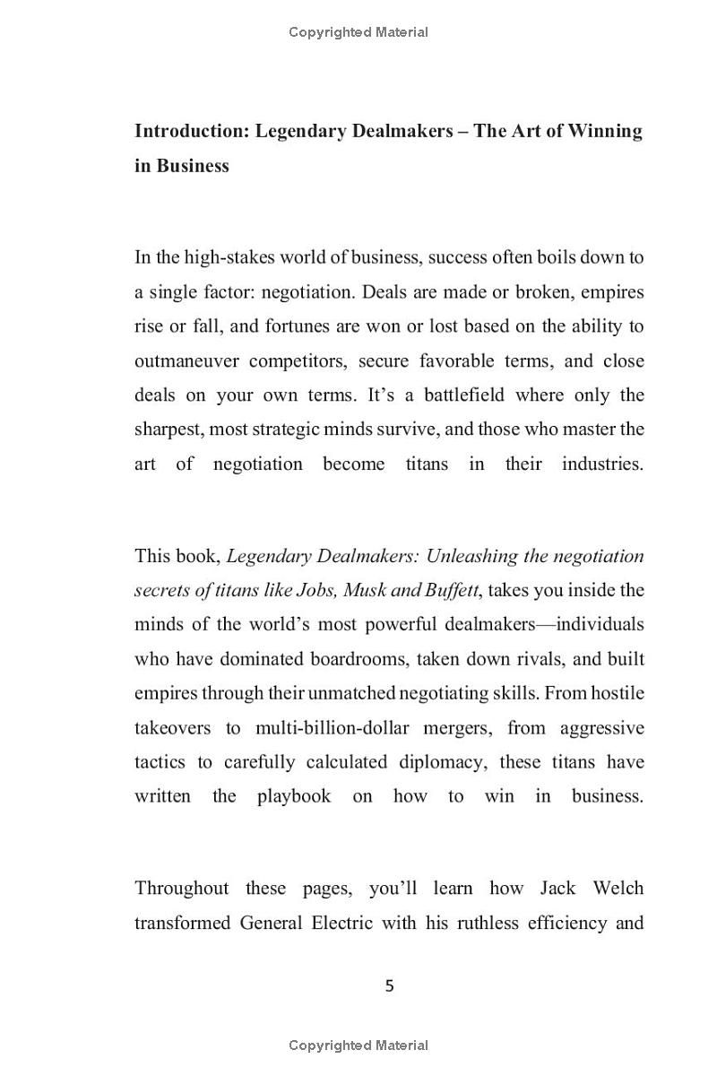 Legendary Dealmakers: Unleashing the negotiation secrets of titans like Jobs, Musk and Buffett